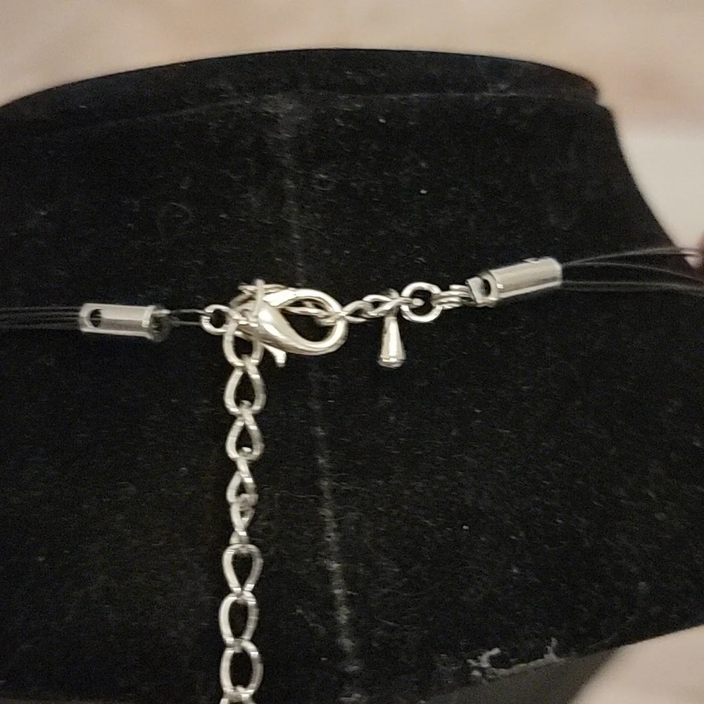 Multistrand Black wire and Beaded Necklace